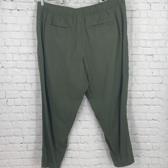 Old Navy Army Olive Green Plus Size 2x High Rise Straight Taper 55 Linen Viscose - Picture 5 of 10